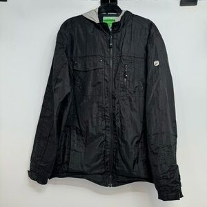 Point Zero Systems Jacket Men’s L  Black Zip Pockets Hoodie Biker Outdoors